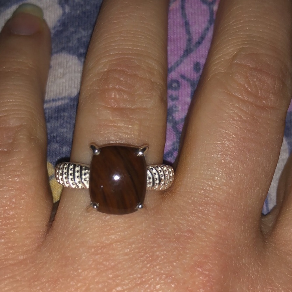 Size 9 Coffee Obsidian Ring in Sterling Silver